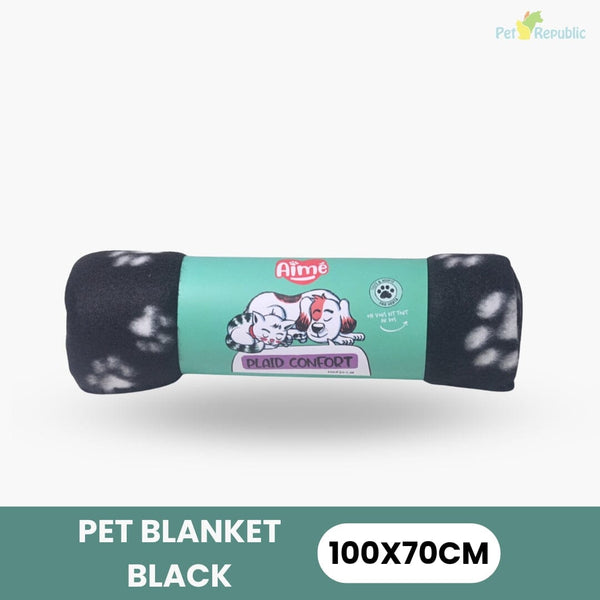 AIME Pet Blanket For Dogs Cats Plaid Confront Black 100x70cm Hobi & Koleksi > Perawatan Hewan > Aksesoris Hewan Pet Republic Indonesia 