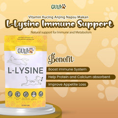 GULAPAWS Vitamin Kucing Anjing L-Lysine Immune Support 50gr no type Pet Republic Indonesia 