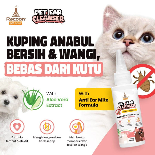 RACOON Pembersih Telinga Kucing Anjing Ear Cleanser 60ml Grooming Pet Care Pet Republic Indonesia 