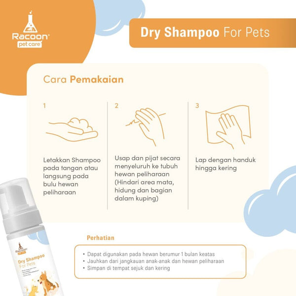 RACOON Shampoo Kering Kucing Anjing Dry Shampoo 200ml Grooming Shampoo and Conditioner Pet Republic Indonesia 