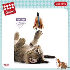 GIGWI 7061 Cat Wand Feather Teaser with Natural Feather Cat Toy Gigwi 