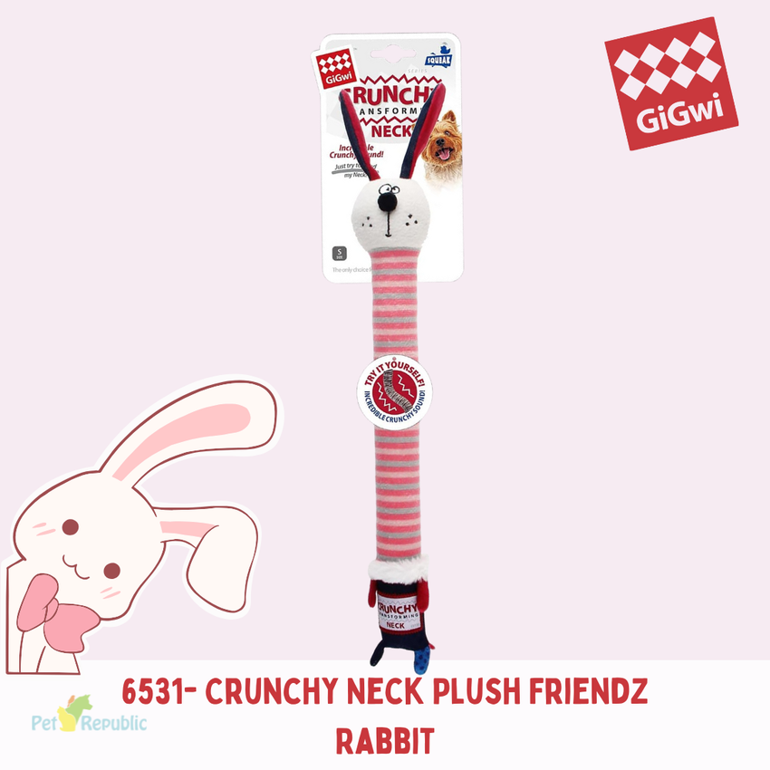 GIGWI 6531 Mainan Anjing Crunchy Neck Plush Friendz Rabbit 34cm