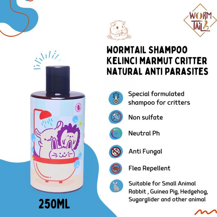 WORMTAIL Shampoo Kelinci Marmut Critter Natural Anti Parasites 250ml