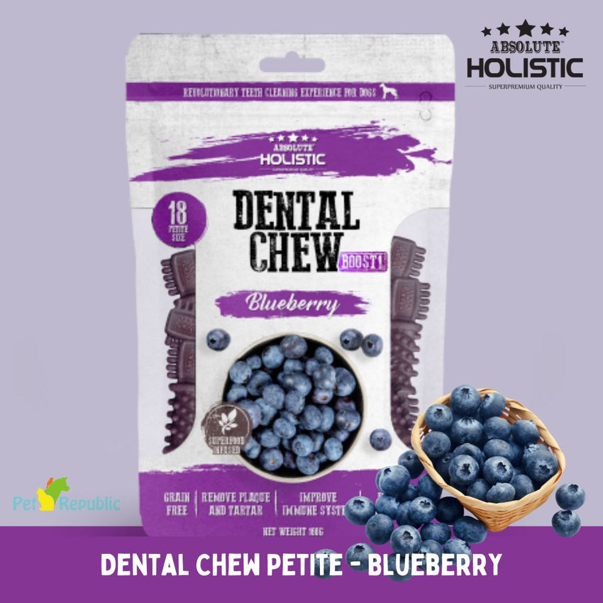 ABSOLUTE Holistic Snack Anjing Dental Chew Blueberry 160g Dog Dental Snack Tidak ada merek 