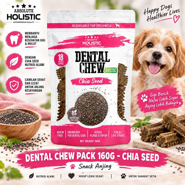 ABSOLUTE Holistic Snack Anjing Dental Chew Chia Seed 160g Dog Dental Snack Tidak ada merek 