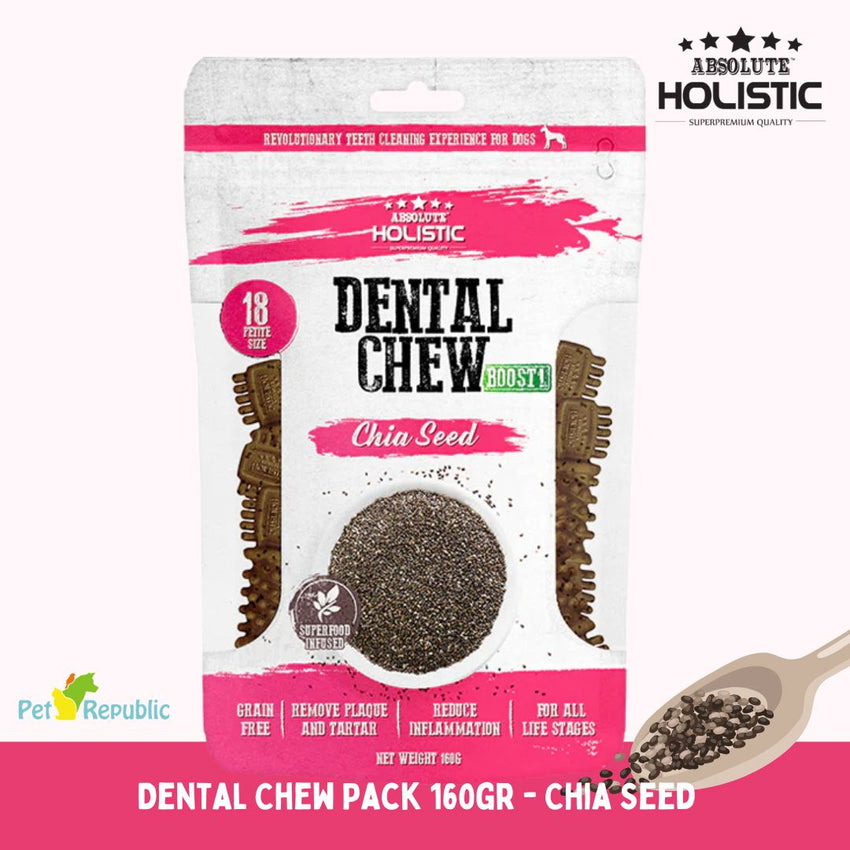 ABSOLUTE Holistic Snack Anjing Dental Chew Chia Seed 160g Dog Dental Snack Tidak ada merek 