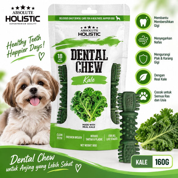 ABSOLUTE Holistic Snack Anjing Dental Chew Kale 160g Dog Dental Snack Tidak ada merek 