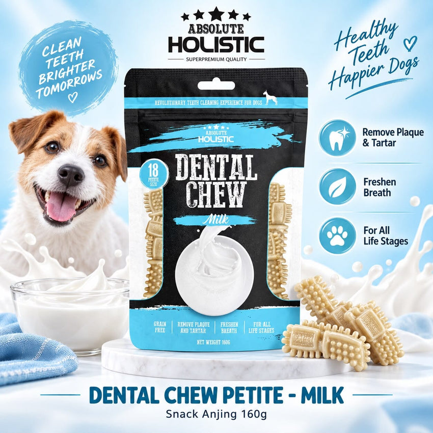 ABSOLUTE Holistic Snack Anjing Dental Chew Milk 160g Dog Dental Snack Tidak ada merek 