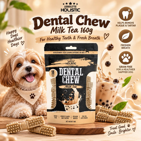ABSOLUTE Holistic Snack Anjing Dental Chew Milk Tea 160g Dog Dental Snack Tidak ada merek 