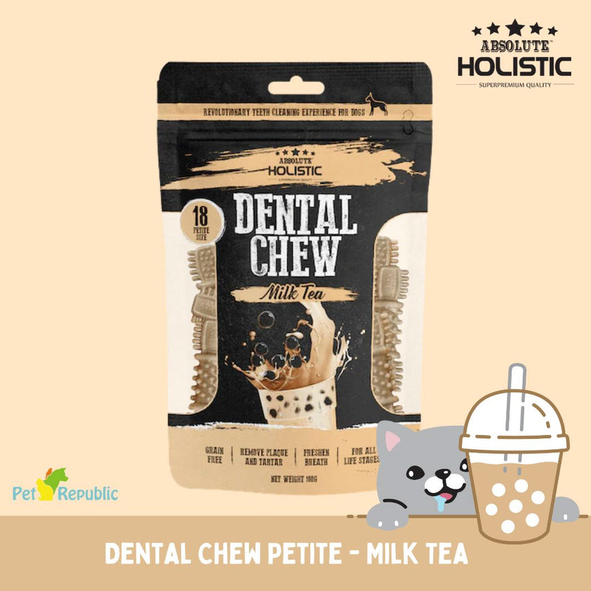 ABSOLUTE Holistic Snack Anjing Dental Chew Milk Tea 160g Dog Dental Snack Tidak ada merek 