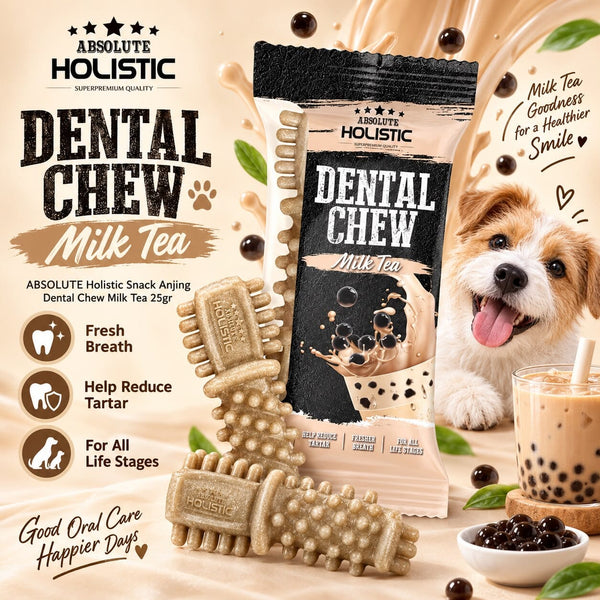 ABSOLUTE Holistic Snack Anjing Dental Chew Milk Tea 25gr 1pcs Dog Dental Snack Tidak ada merek 