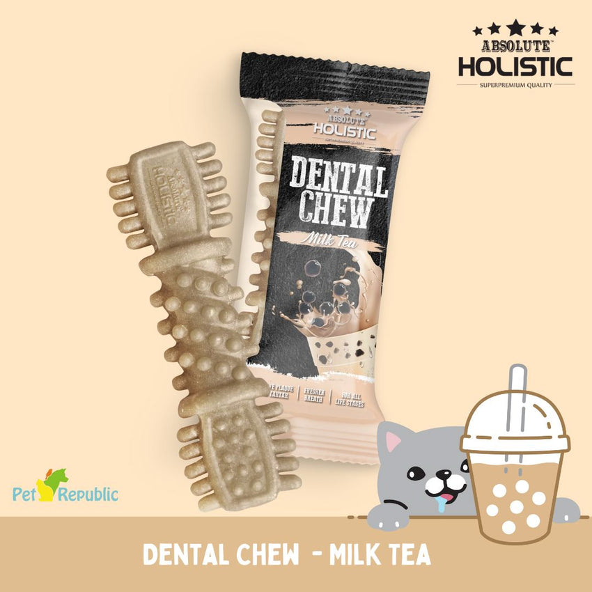 ABSOLUTE Holistic Snack Anjing Dental Chew Milk Tea 25gr 1pcs Dog Dental Snack Tidak ada merek 
