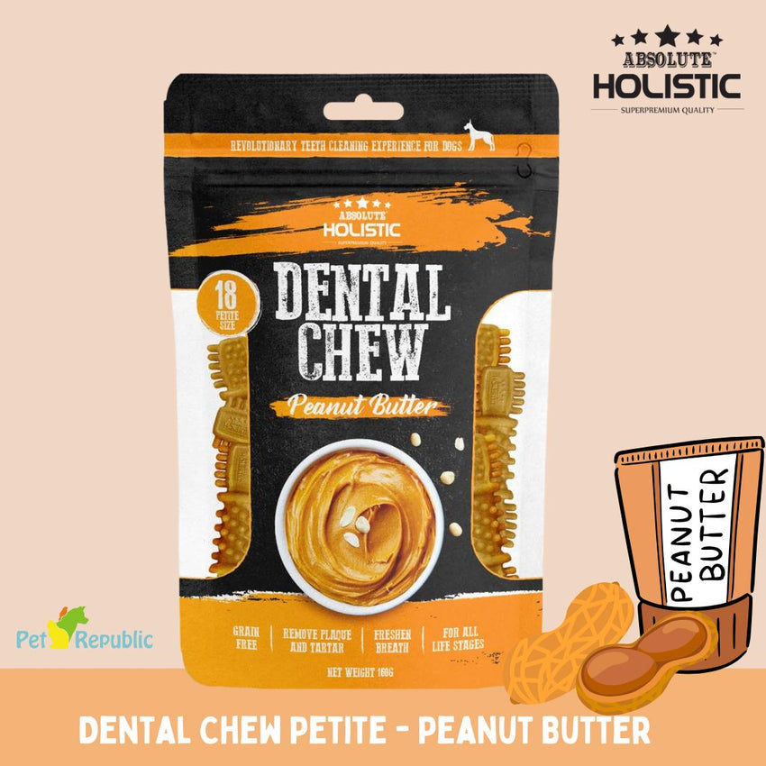 ABSOLUTE Holistic Snack Anjing Dental Chew Peanut Butter 160g Dog Dental Snack Absolute Holistic 