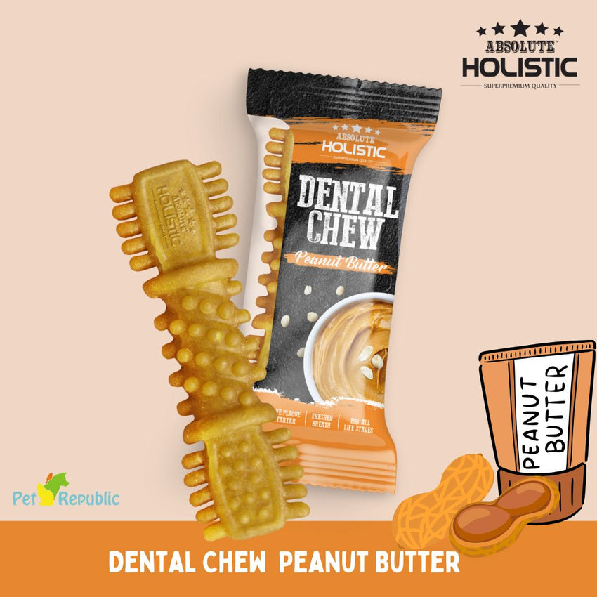 ABSOLUTE Holistic Snack Anjing Dental Chew Peanut Butter 25gr 1pcs Dog Dental Snack Tidak ada merek 