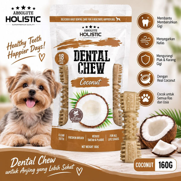 ABSOLUTE Holistic Snack Dental Chew Coconut 160g Dog Dental Snack Tidak ada merek 