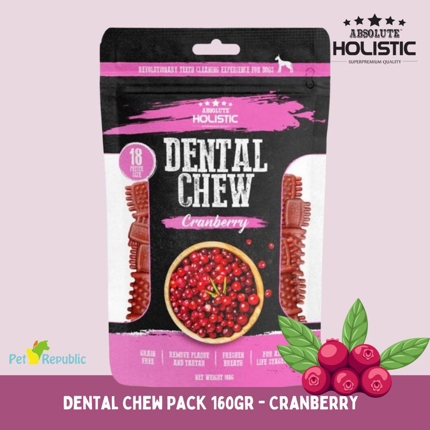 ABSOLUTE Snack Anjing Holistic Dental Chew Cranberry 160g Dog Dental Snack Tidak ada merek 