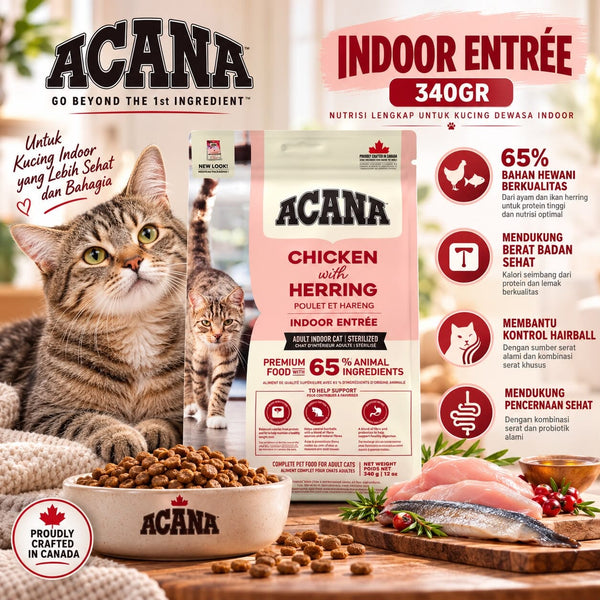 ACANA Makanan Kucing Cat Indoor Entree 340gr cat dry food Tidak ada merek 