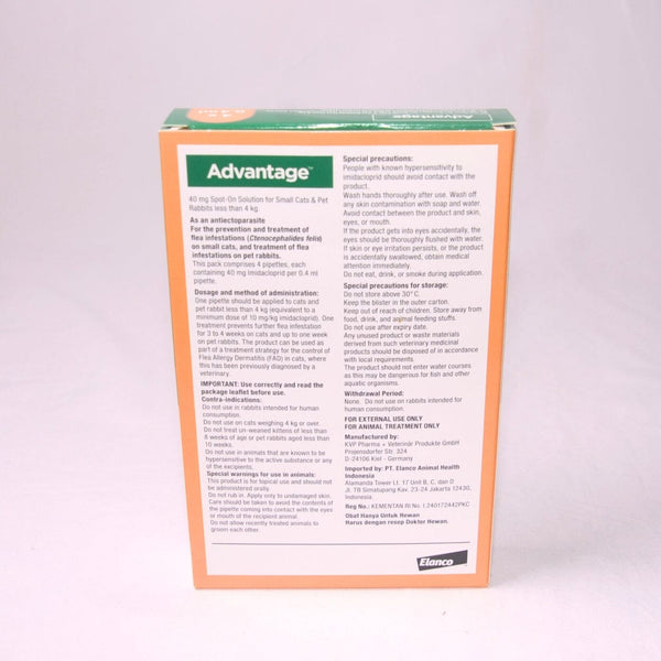 ADVANTAGE Obat Kutu Cat And Rabbits 0,4ml Weight Up To 4kg 1pcs no type Elanco 