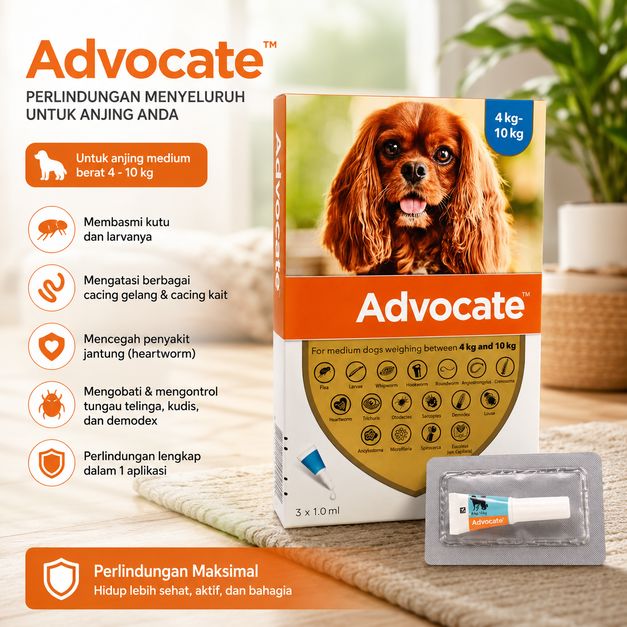ADVOCATE Obat Kutu Anjing Parasit Medium Dog 4-10kg no type Tidak ada merek 