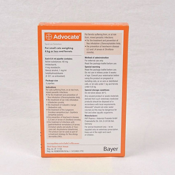 ADVOCATE Obat Kutu Kucing Spot on solution for cat up to 4kg (1pcs) no type Tidak ada merek 