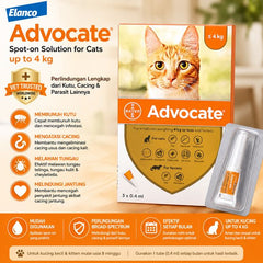 ADVOCATE Obat Kutu Kucing Spot on solution for cat up to 4kg (1pcs) no type Tidak ada merek 