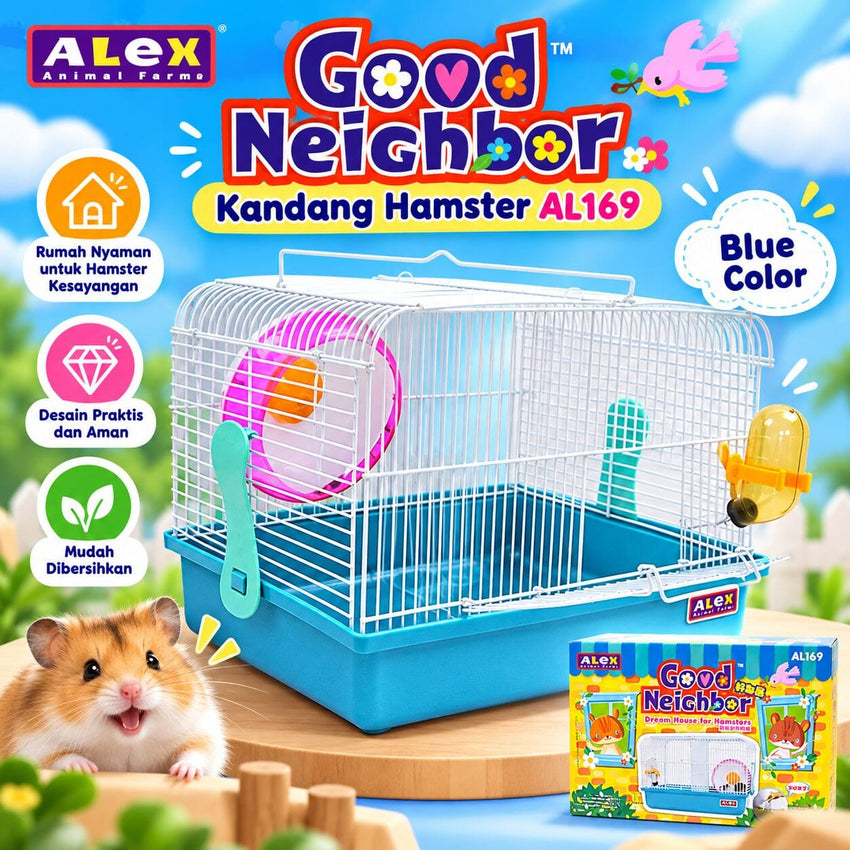 ALEX Kandang Hamster AL169 Good Neighbour Hamster Cage Blue Small Animal Habitat Alex 