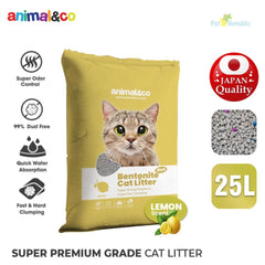 ANIMALCO Bentonite Cat Litter Lemon 25L Cat Sanitation Tidak ada merek 