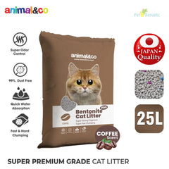 ANIMALCO Pasir Kucing Bentonite Cat Litter Rasa Coffee 25L Cat Sanitation Tidak ada merek 