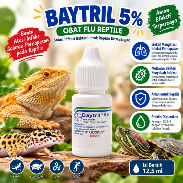 BAYTRIL 5% Obat Flu Reptile 12,5ml no type Tidak ada merek 