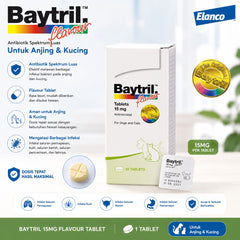 BAYTRIL Obat Antibiotik Flavour Tablet 15mg 1pcs no type Tidak ada merek 