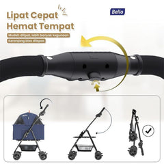 BELLO Pet Stroller Detachable Classic Lightweight SP02F2K Blue Pet Bag and Stroller Bello 