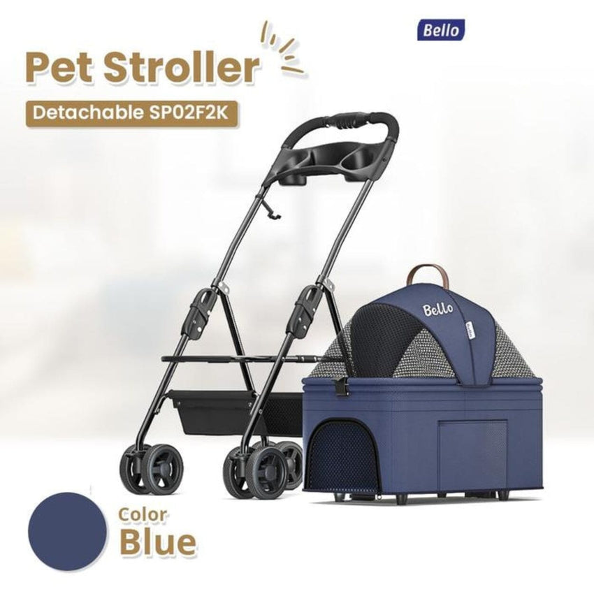 BELLO Pet Stroller Detachable Classic Lightweight SP02F2K Blue Pet Bag and Stroller Bello 