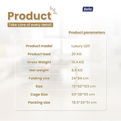 BELLO Pet Stroller Detachable Luxury LD11 Grey Pet Bag and Stroller Bello 