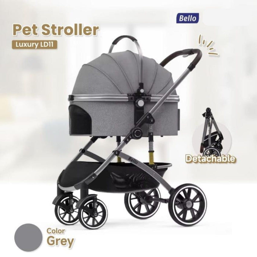 BELLO Pet Stroller Detachable Luxury LD11 Grey Pet Bag and Stroller Bello 