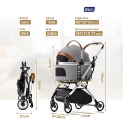 BELLO Pet Stroller Detachable Signature WM01 Black Pet Bag and Stroller Bello 