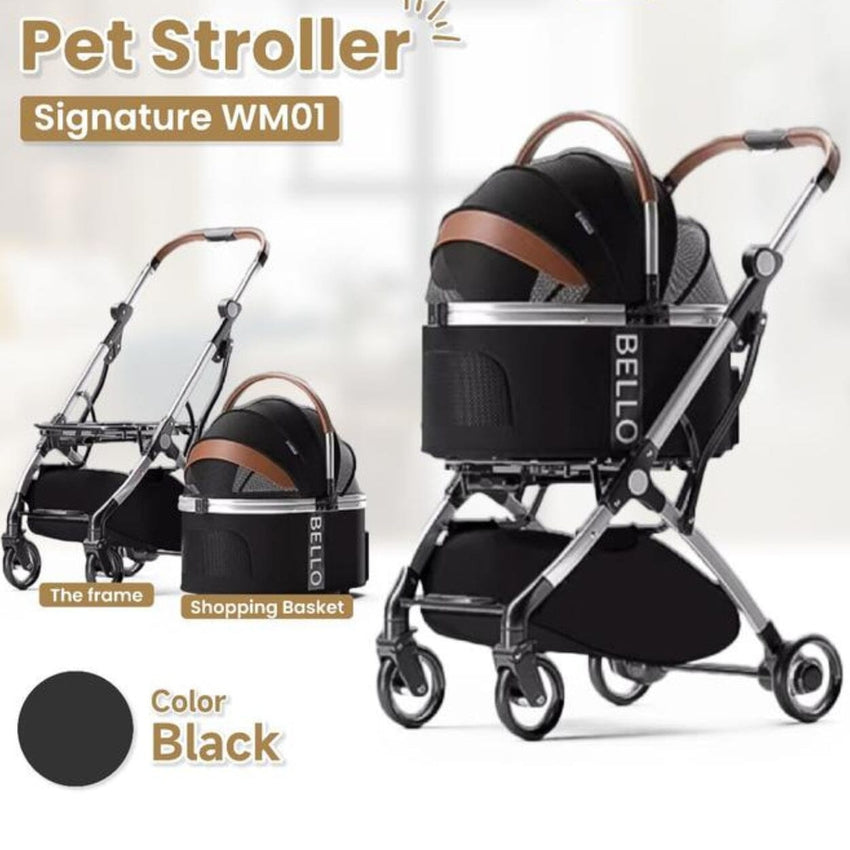BELLO Pet Stroller Detachable Signature WM01 Black Pet Bag and Stroller Bello 