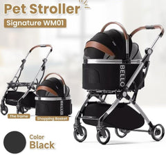 BELLO Pet Stroller Detachable Signature WM01 Black Pet Bag and Stroller Bello 