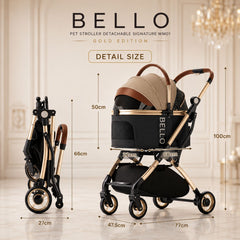 BELLO Pet Stroller Detachable Signature WM01 Gold Edition Pet Stroller NoBrand 