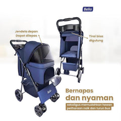 BELLO Pet Stroller Foldable Classic Lightweight SP02 Gray Pet Bag and Stroller Bello 