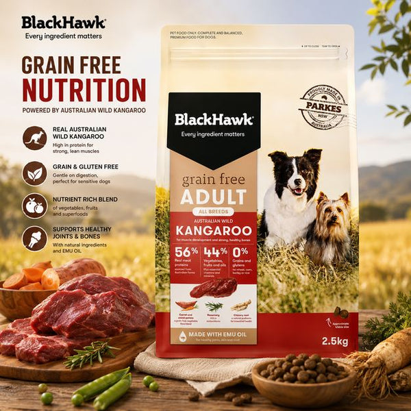 BLACKHAWK Makanan Anjing Grain Free Kangaroo 2,5kg no type Tidak ada merek 