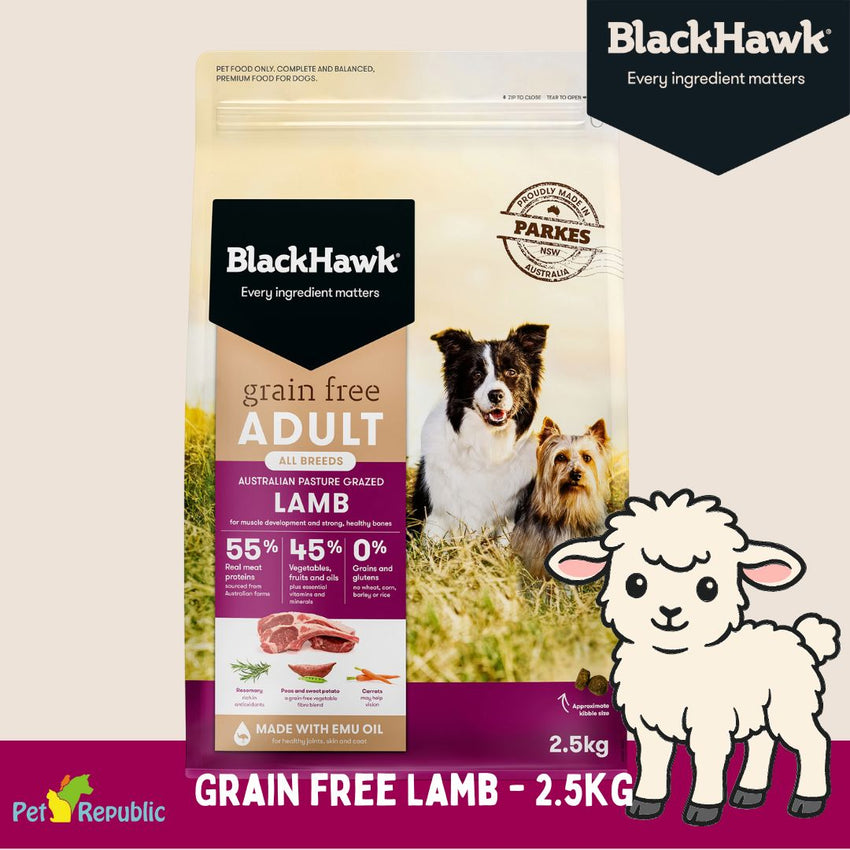 BLACKHAWK Makanan Anjing Grain Free Lamb 2,5kg no type Tidak ada merek 