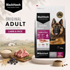 BLACKHAWK Makanan Anjing Holistic Dog Lamb and Rice 20kg no type Tidak ada merek 