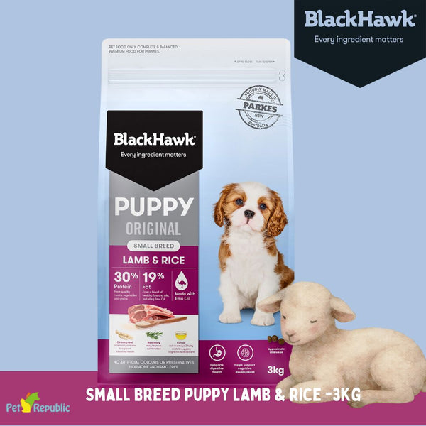 BLACKHAWK Makanan Anjing Puppy Small Breed Lamb and Rice 3kg Dog Food Dry Tidak ada merek 