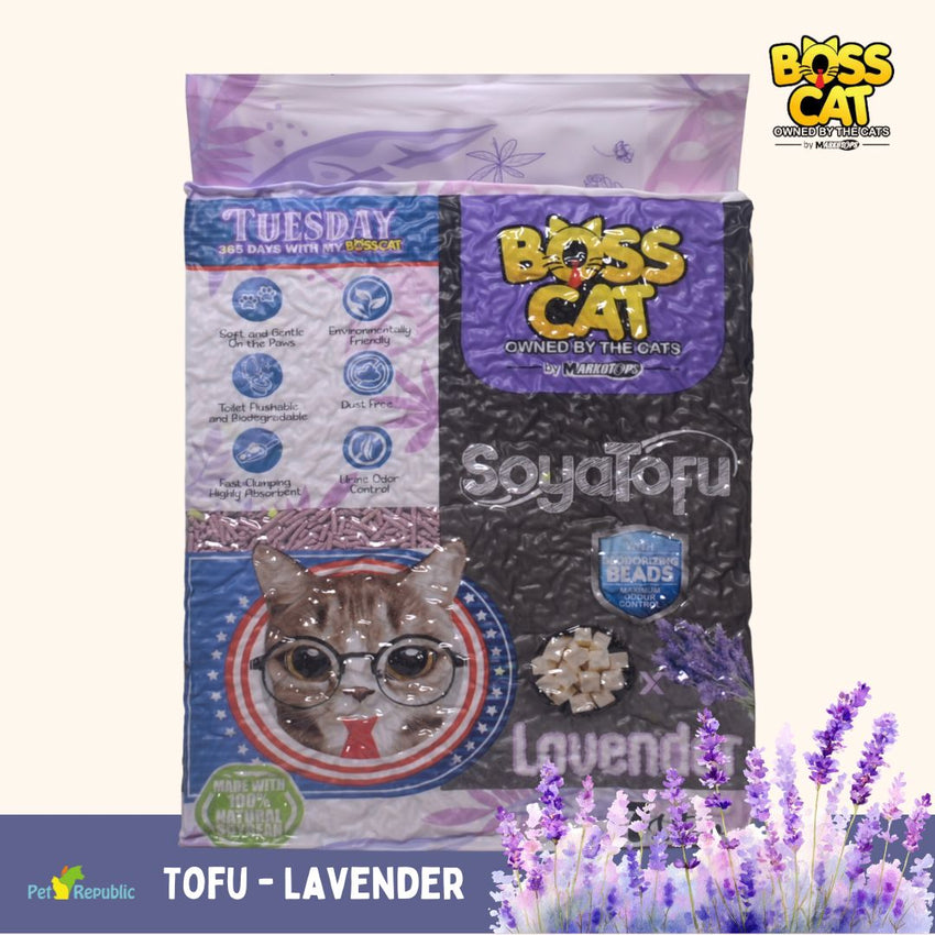 BOSSCAT Pasir Kucing Tofu Cat Litter Lavender 7L Cat Sanitation Tidak ada merek 