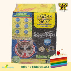 BOSSCAT Pasir Kucing Tofu Cat Litter Rainbow Cake 7L Cat Sanitation Tidak ada merek 