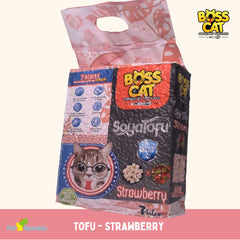 BOSSCAT Pasir Kucing Tofu Cat Litter Strawberry 7L Cat Sanitation Tidak ada merek 