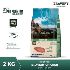 BRAVERY Makanan Anakan Anjing Mini Puppy Chicken 2kg Grain Free no type Tidak ada merek 