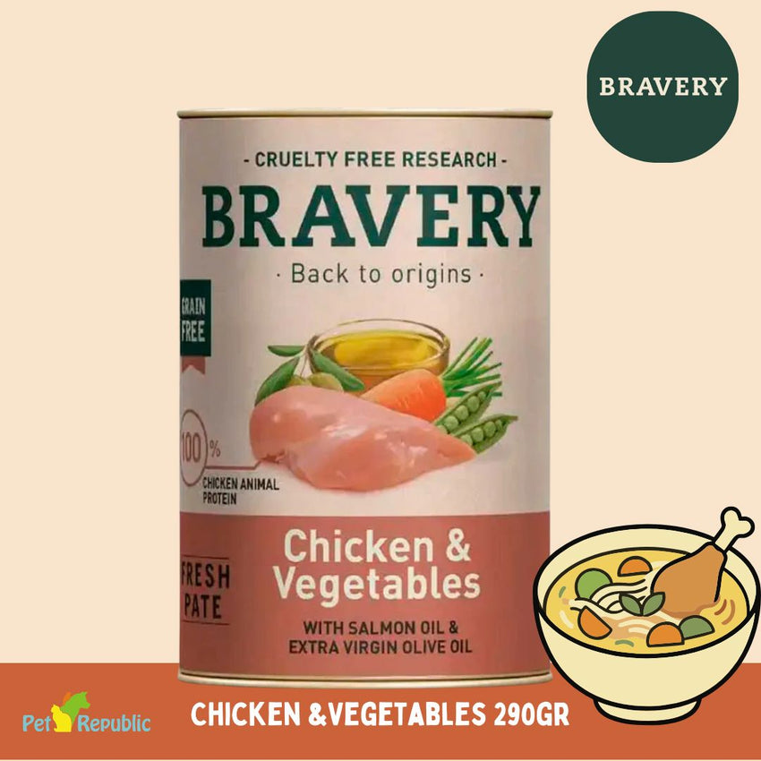 BRAVERY Makanan Anjing Grainfree Chicken and Vegetables 290g no type Tidak ada merek 