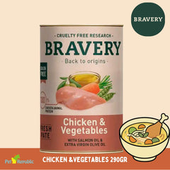 BRAVERY Makanan Anjing Grainfree Chicken and Vegetables 290g no type Tidak ada merek 