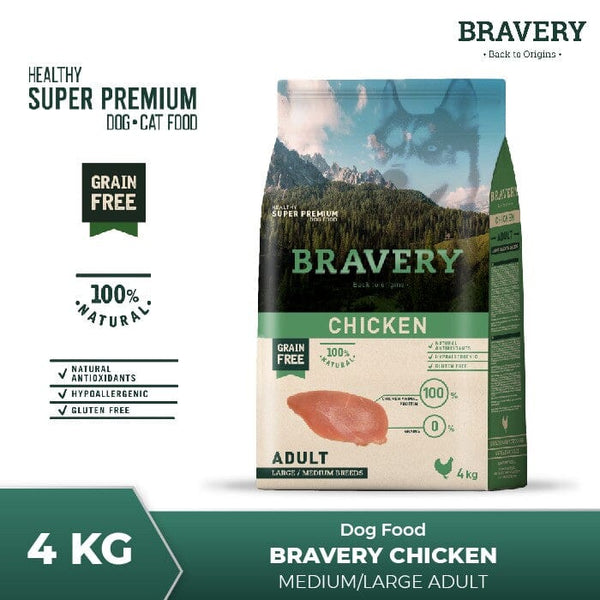 BRAVERY Makanan Anjing Medium Adult Chicken 4kg no type Tidak ada merek 